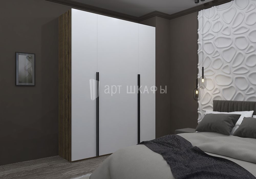 Белый распашной шкаф в спальню с распашными дверями А341851
